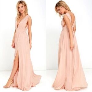 Lulus Heavenly Hues Blush Maxi Dress Gown